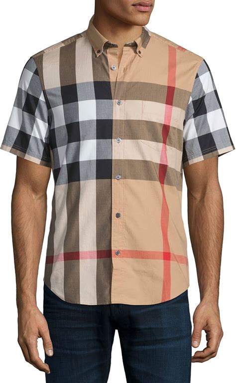 burberry mens short sleeve button down|Burberry men's button up shirt.